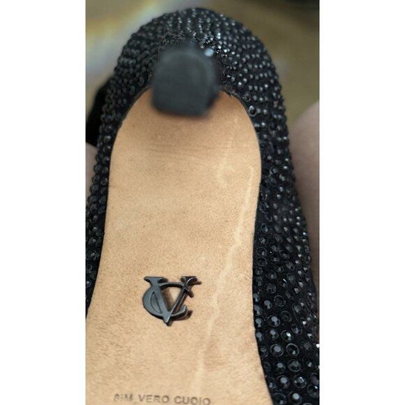 VC Vince Camuto Dressy Black Stiletto Boots with Rhinestones Size 8 1/2 Leather - Picture 9 of 10